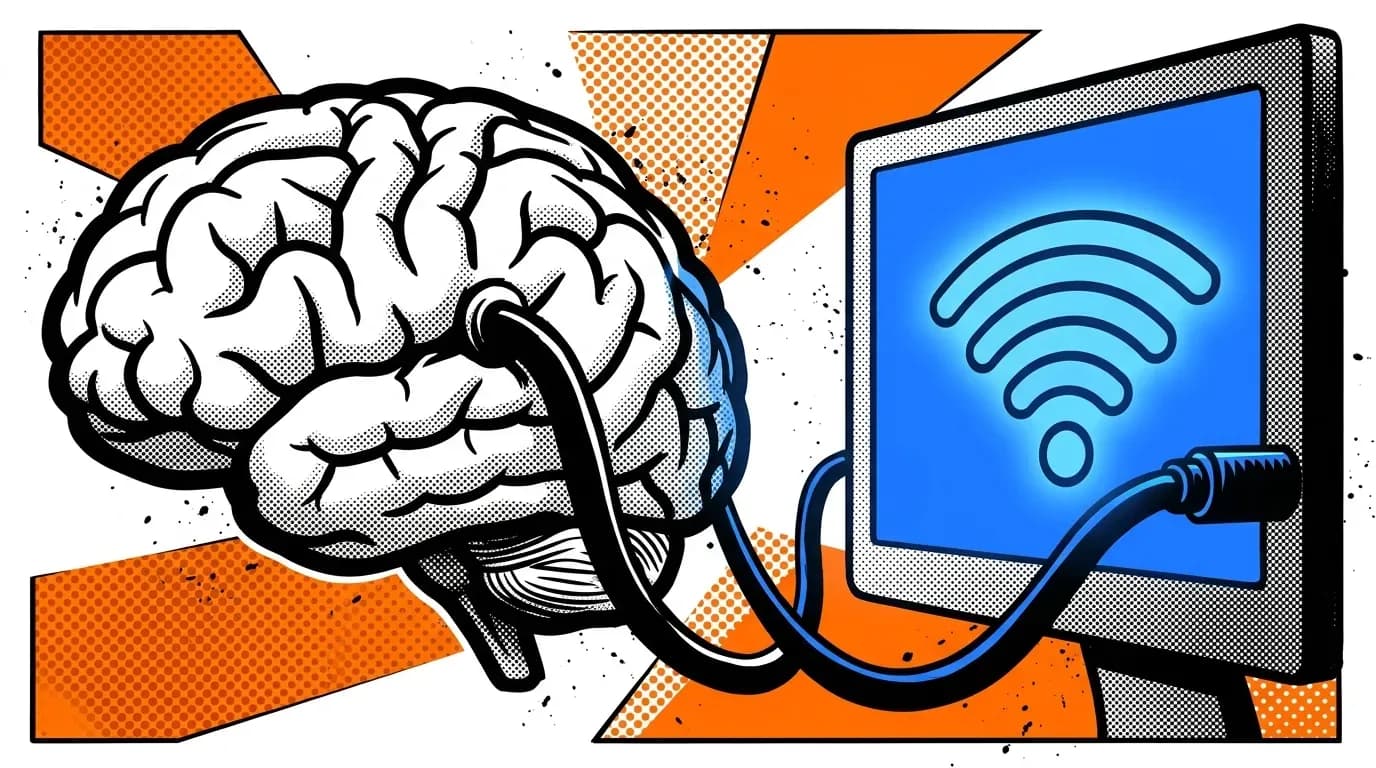 Brain hooked up to a screen
