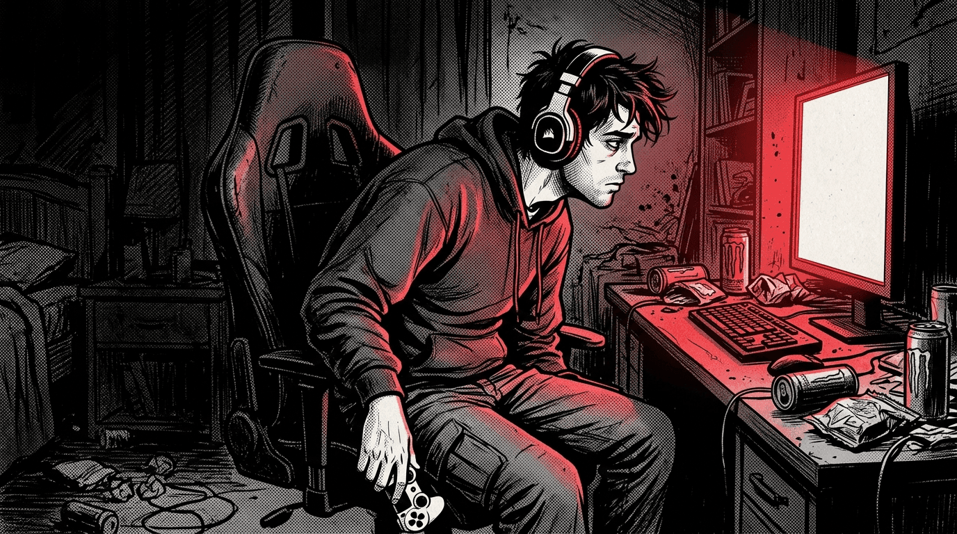 Man gaming in his room