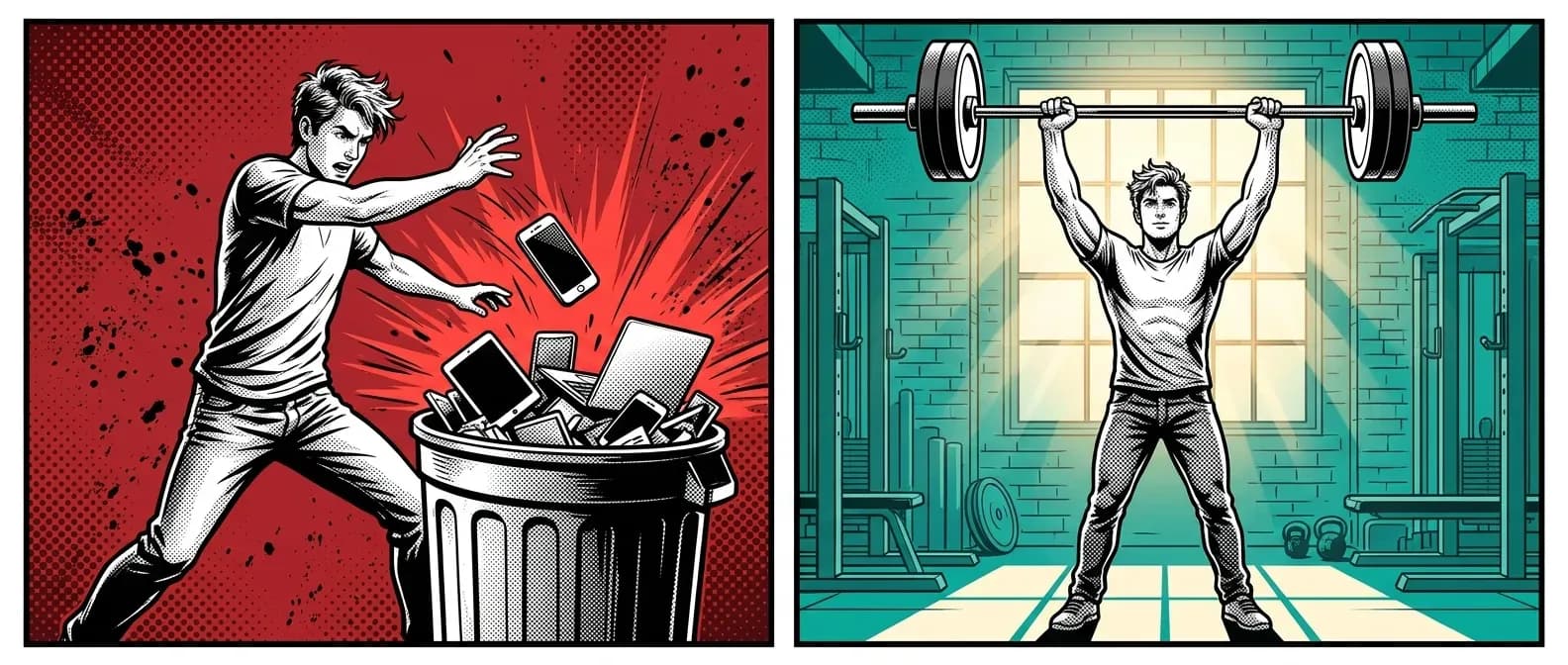 Throw your phone in the trash, hit the gym! (this is admittedly oversimplified, but you get the idea)