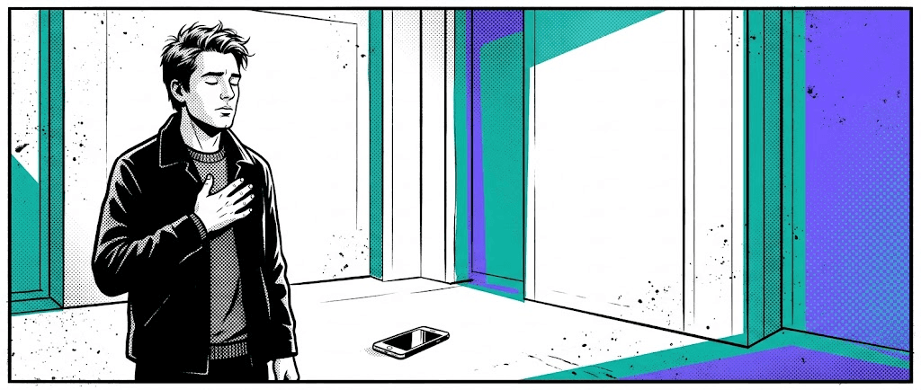 Putting the phone aside, taking a moment to feel what's really going on.