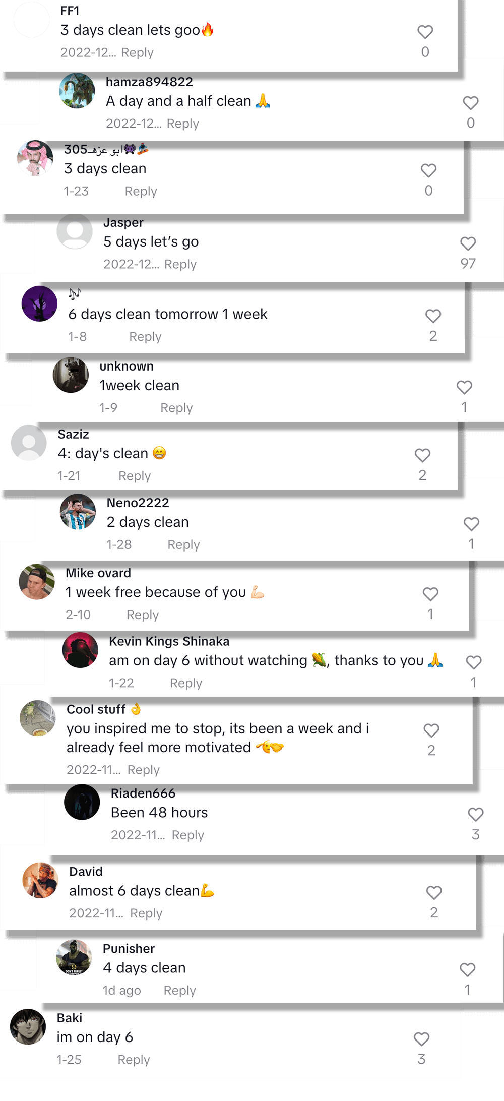 Testimonial stack 1 - first week