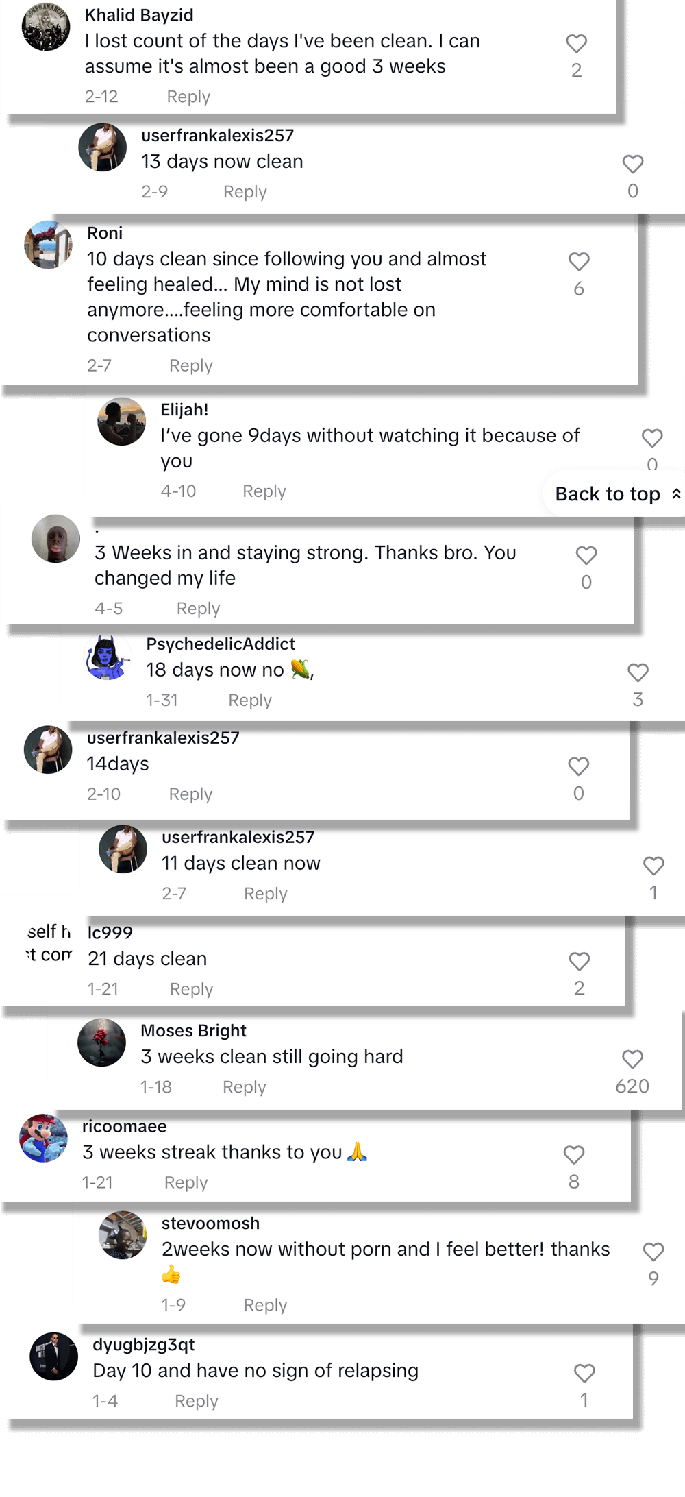 Testimonial stack 2 - 8-21 days