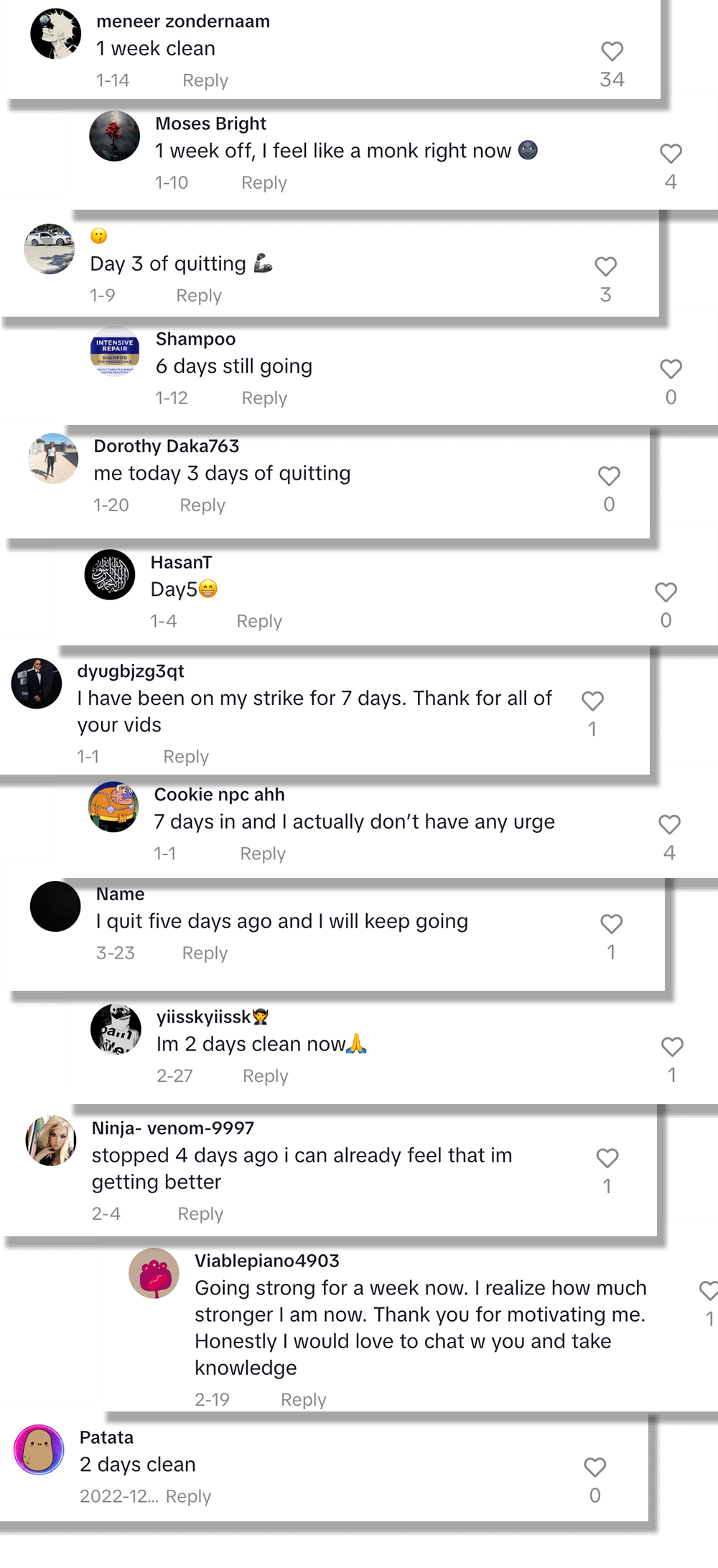 Testimonial stack 2 - first week