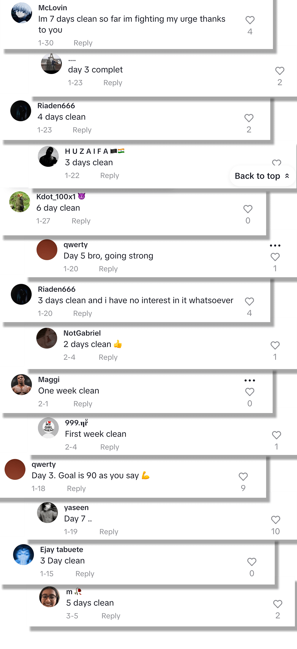 Testimonial stack 3 - first week