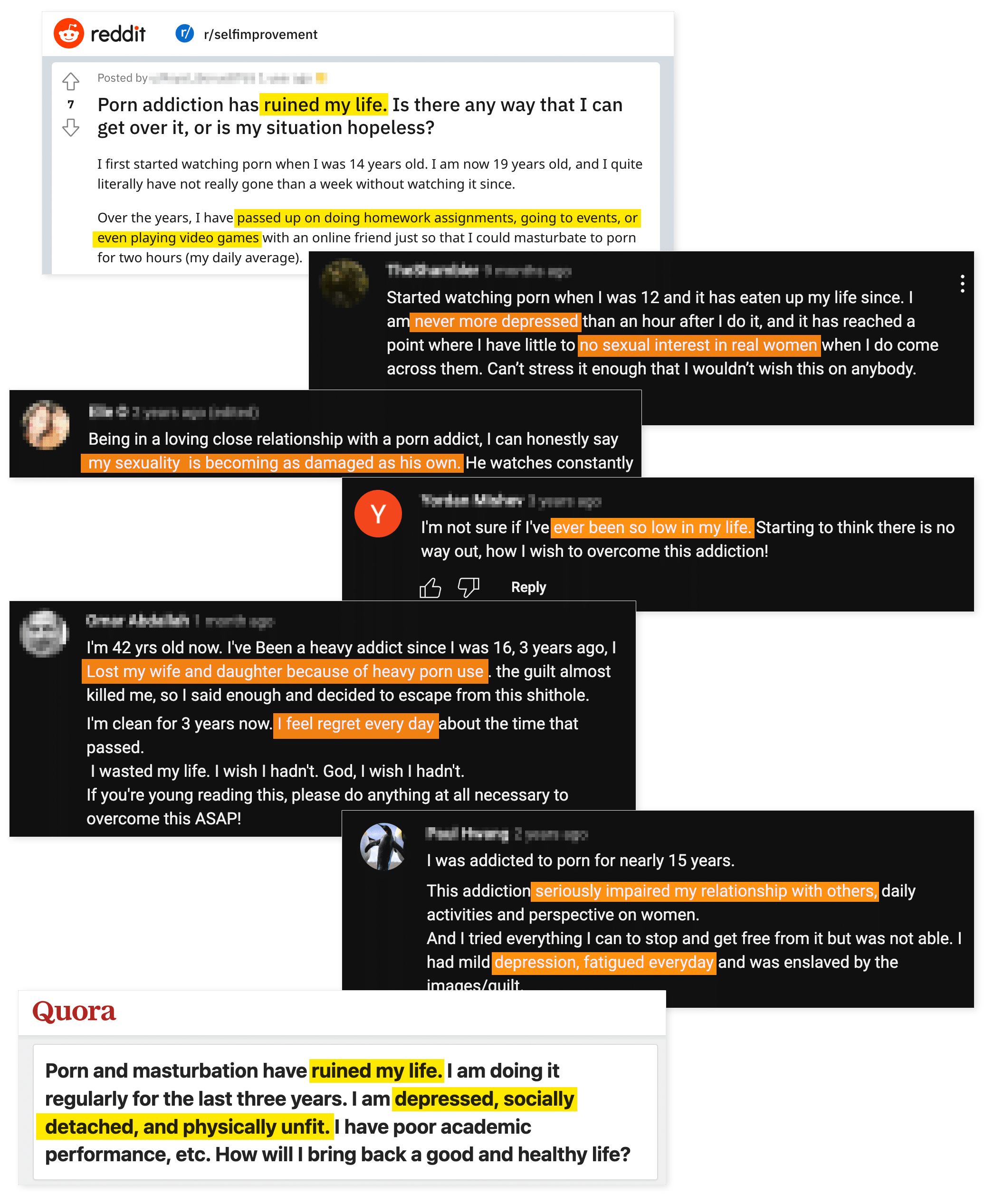 Examples of porn addiction comments