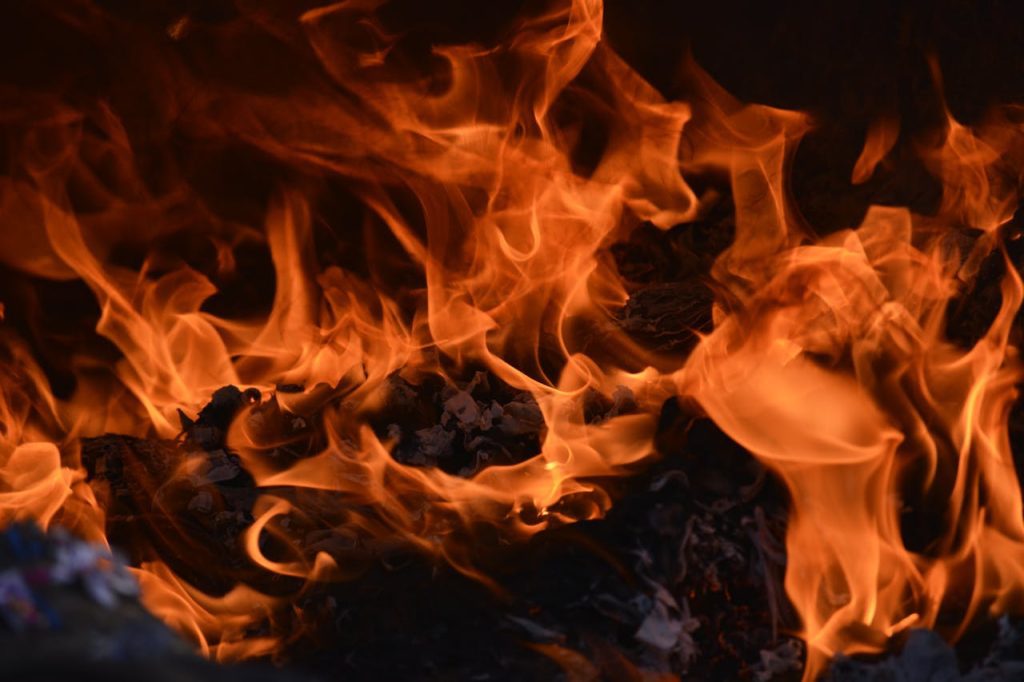 Closeup of flames.
